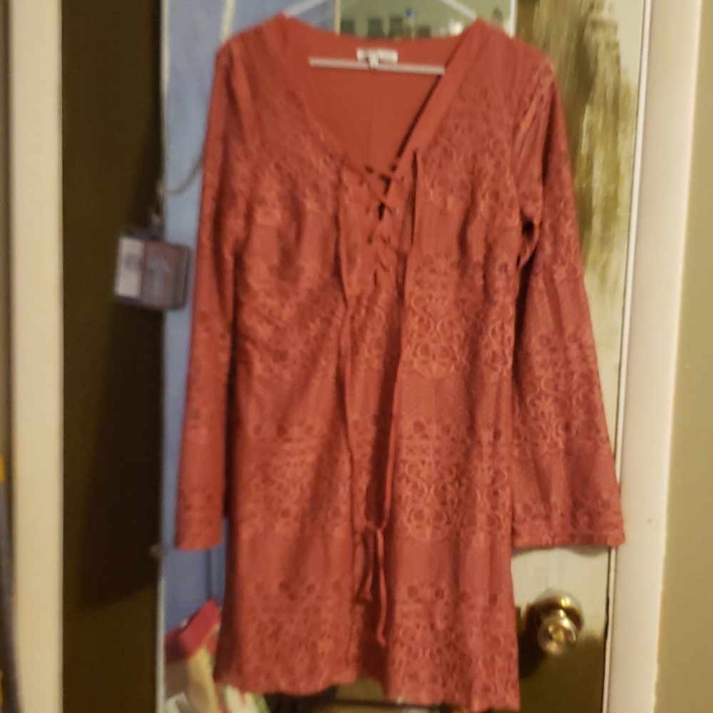 Rose colored lace dress